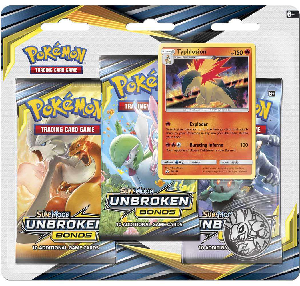 Pokemon TCG: Sun & Moon Unbroken Bonds 3-Pack Blister – The Hobby Hub