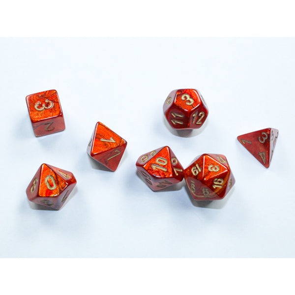 Chessex Dice: Mini Scarab Scarlet/Gold 7-Die Set