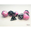 Chessex Dice: 7-Die Set Mini Gemini - Black-Pink/White