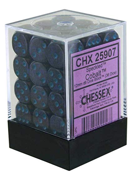 Chessex Dice: Cobalt 12mm d6 Dice Block (36)