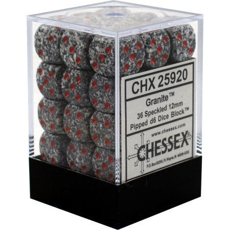 Chessex Dice: Granite 12mm d6 Dice Block (36)