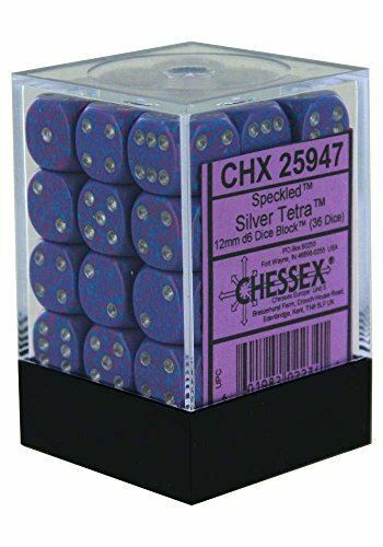 Chessex Dice: Silver Tetra Speckled 12mm d6 Dice Block (36)