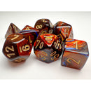 Chessex Dice: Mini Scarab Blue Blood/Gold 7-Die Set