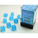Chessex Dice 12mm d6 Frosted Caribbean Blue/White (36ct)