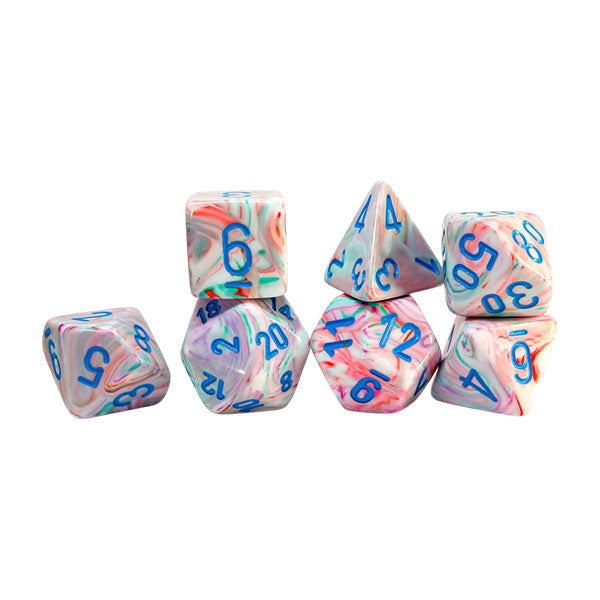 Chessex Dice: Mega-Hedrals Festive Pop Art/Blue 7-Die Set