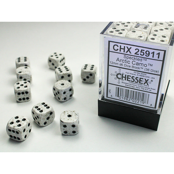 Chessex Dice: Speckled Arctic Camo 12mm 36d6 Dice Block (36 dice)