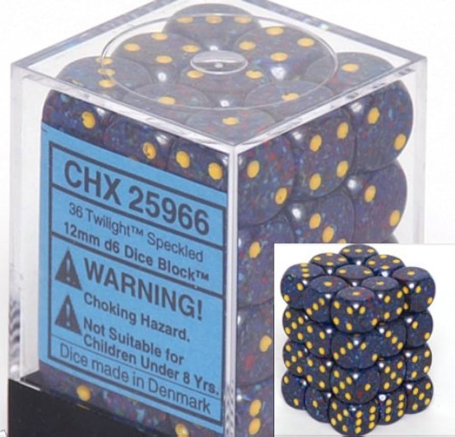 Chessex Dice: Speckled Twilight 12mm d6 Dice Block (36 dice)