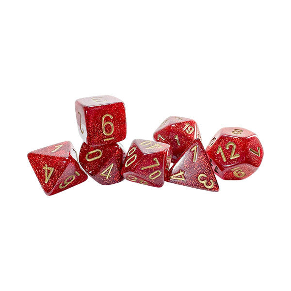 Chessex Dice: Mega-Hedrals Glitter Ruby/Gold 7-Die Set