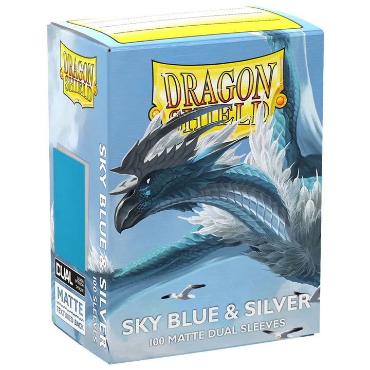 Dragon Shield Sleeves - Matte Dual Sky Blue &amp; Silver Standard Size (100)