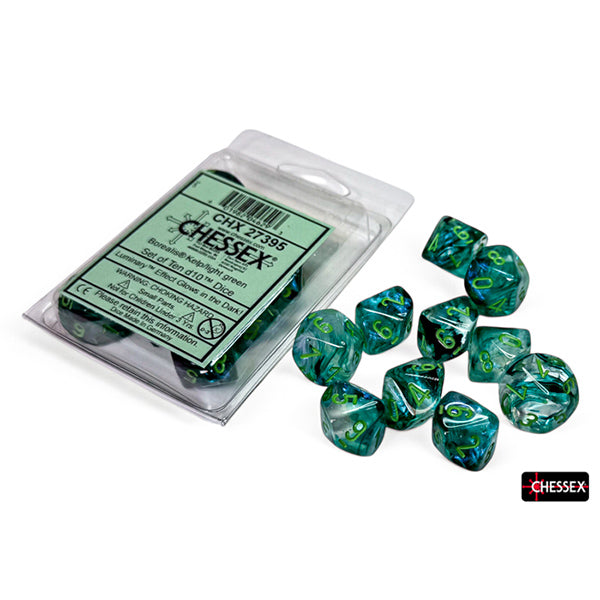 Chessex Dice: 10d10 Borealis Luminary Kelp/Light Green