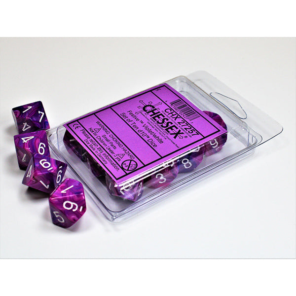 Chessex Dice: 10d10 Festive Violet/White