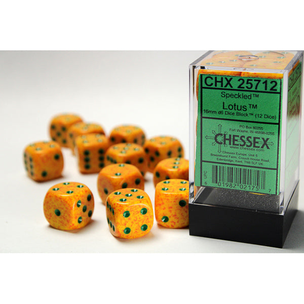 Chessex Dice: 12d6 12mm Speckled Lotus