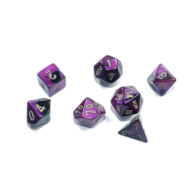 Chessex Dice: 7-Die Set Mini Gemini: Black-Purple/Gold