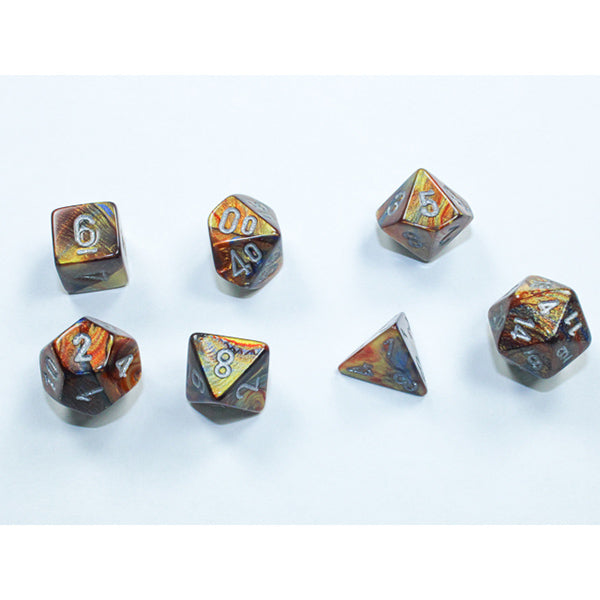 Chessex Dice: 7-Die Set Mini Poly Lustrous - Gold/Silver
