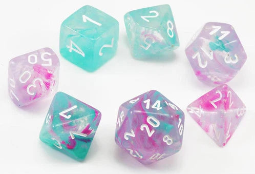 Chessex Dice: 7-Die Set Mini Poly Nebula - Wisteria White