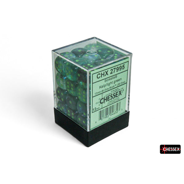 Chessex Dice: Borealis Luminary Kelp/Light Green 12mm 36d6