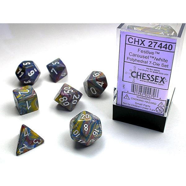 Chessex Dice: Festive Carousel/white 7-Die Set