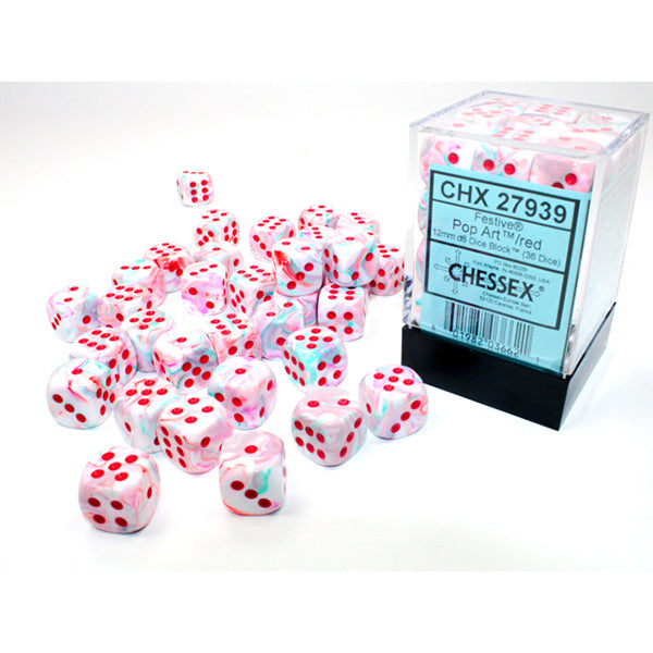 Chessex Dice: Festive Pop Art/Red 12mm 36d6