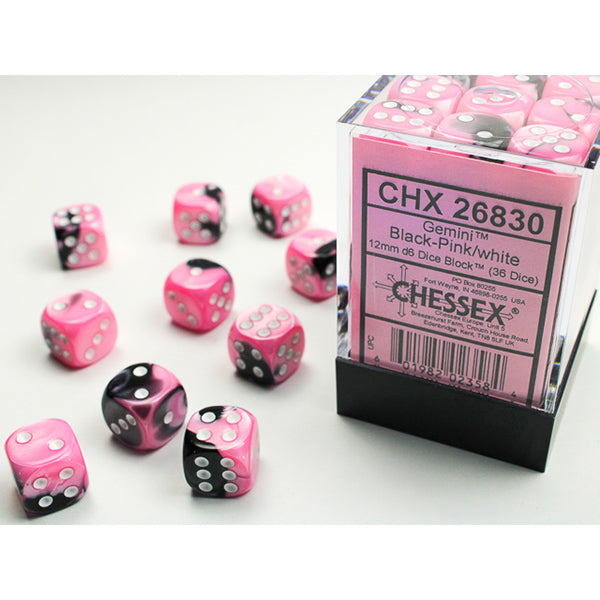 Chessex Dice: Gemini Black Pink/Gold 36d6 12mm Set