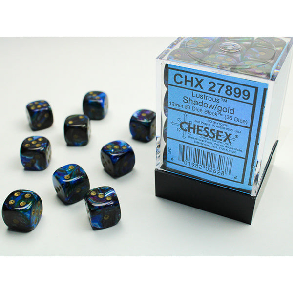 Chessex Dice: Lustrous Shadow/Gold 12mm 36d6