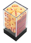Chessex Dice 16mm d6 Festive Sunburst w/Red (12ct)