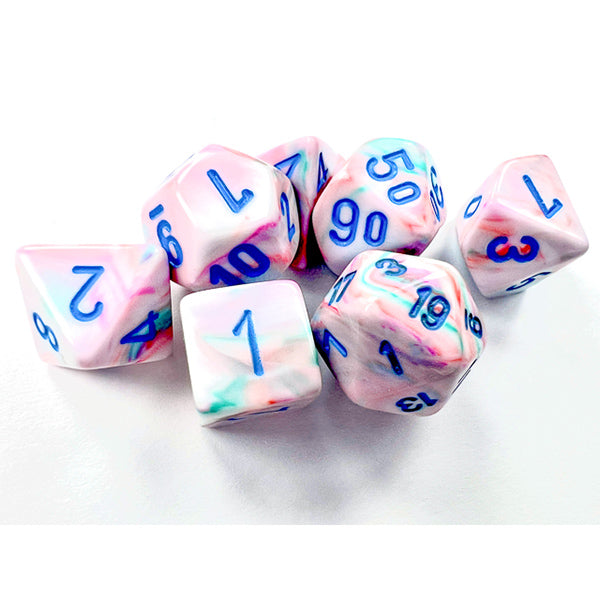Chessex Dice Mini Polyhedral Festive Pop Art w/Blue (7ct)