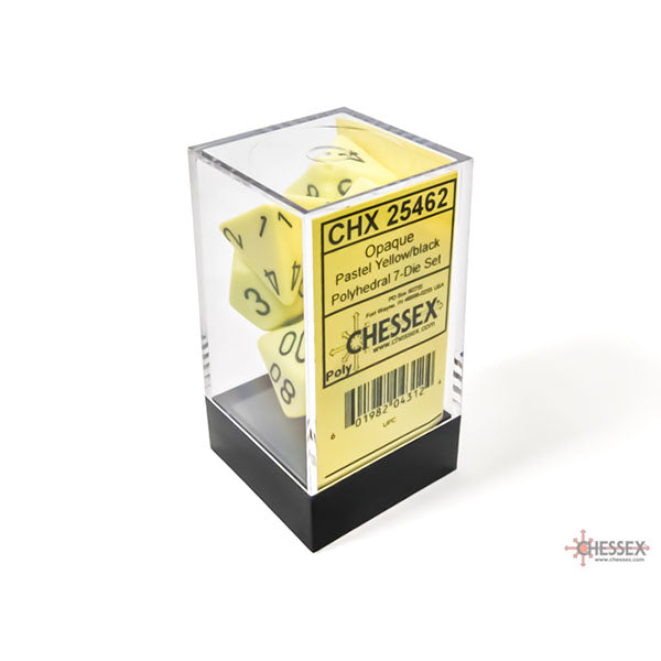 Chessex Dice Opaque Pastel Yellow &amp; Black 7-Die Set