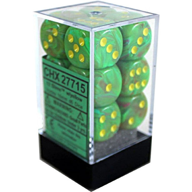 Chessex Dice Vortex Slime/Yellow 16mm D6 (12ct)