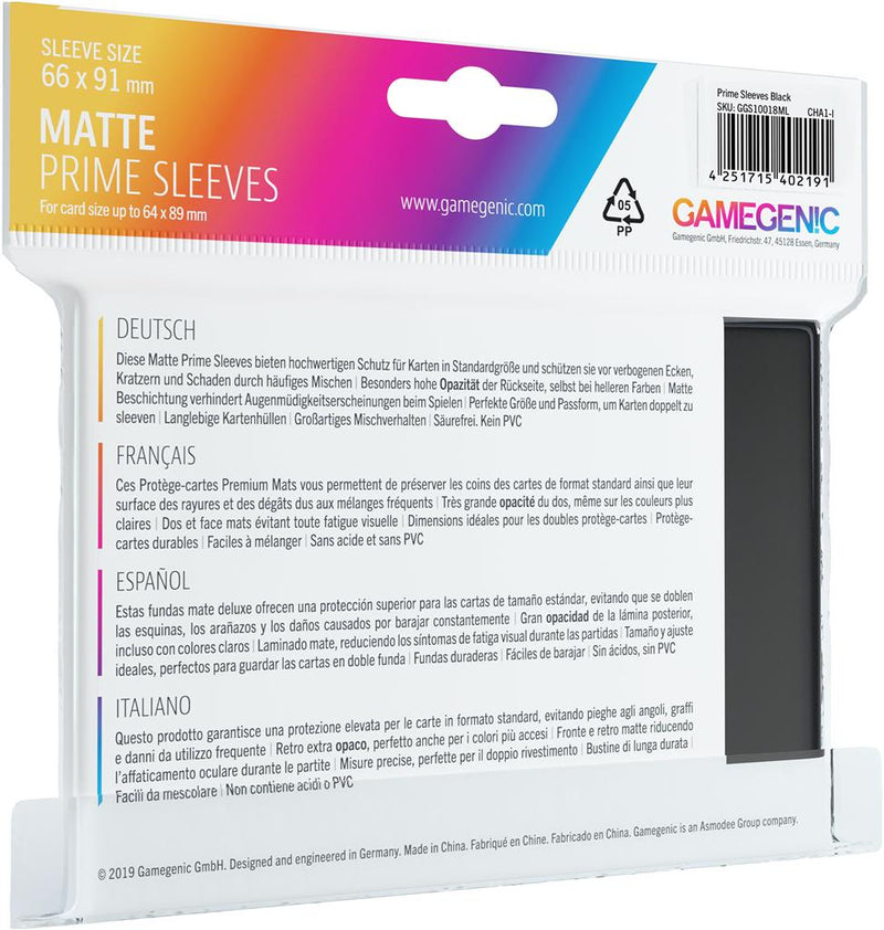 Gamegenic Matte Prime Standard Sleeves - Black (100ct)