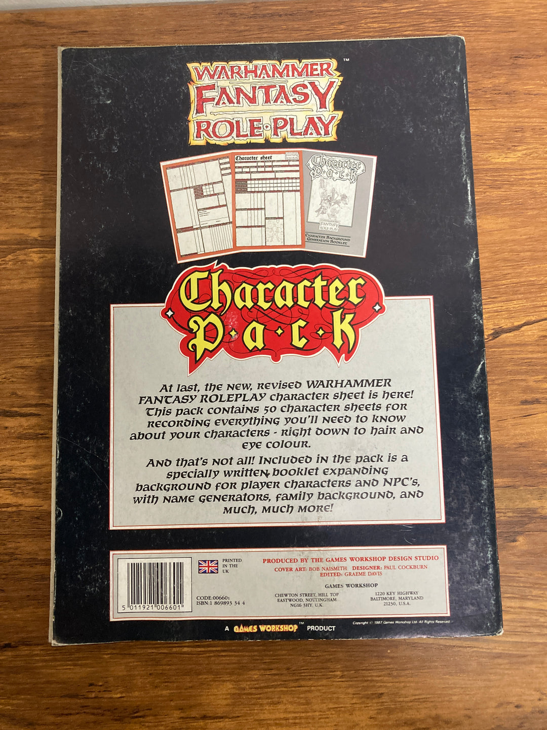 Warhammer Fantasy Roleplay: Character Pack (1987) (USED)