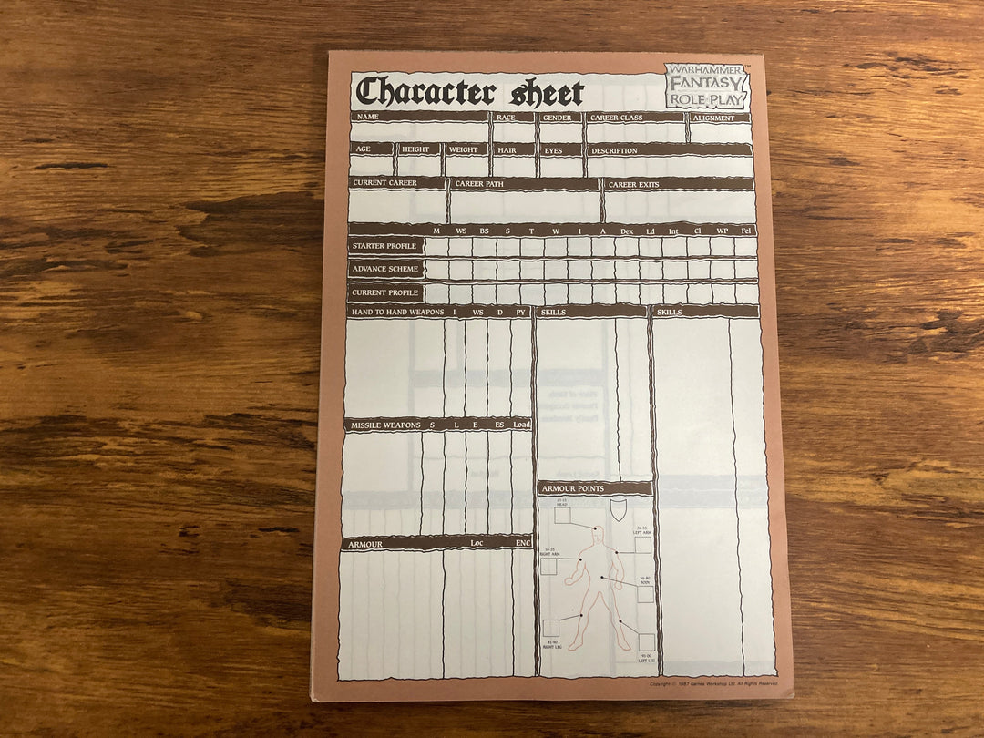 Warhammer Fantasy Roleplay: Character Pack (1987) (USED)