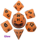 Metallic Dice Games: Mini Polyhedral Dice Set Glow Orange w/Black (7ct)