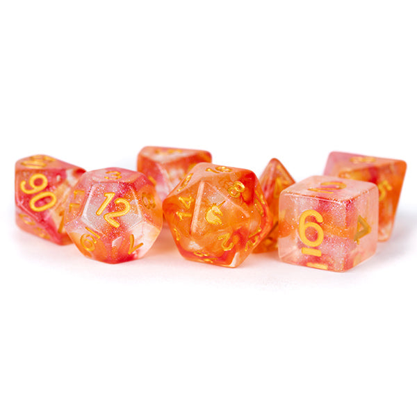 Metallic Dice Games: Unicorn Resin Polyhedral Dice Mystic Embers (7ct)