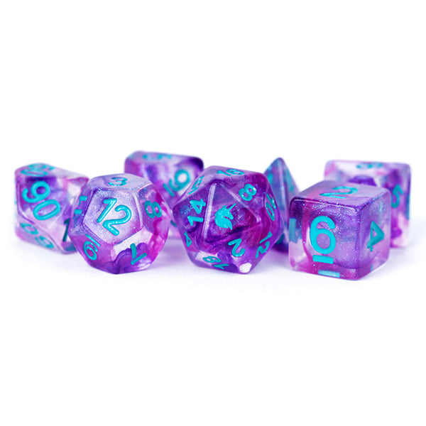 Metallic Dice Games: Unicorn Resin Polyhedral Dice Violet Infusion (7ct)