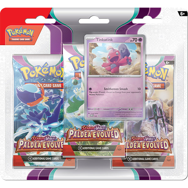 Pokemon TCG: Scarlet &amp; Violet Paldea Evolved 3-Pack Blister - Tinkatink