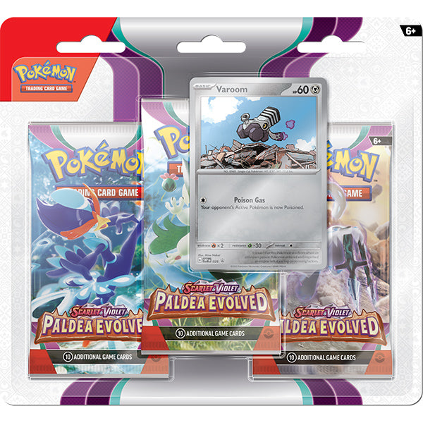Pokemon TCG: Scarlet &amp; Violet Paldea Evolved 3-Pack Blister - Varoom