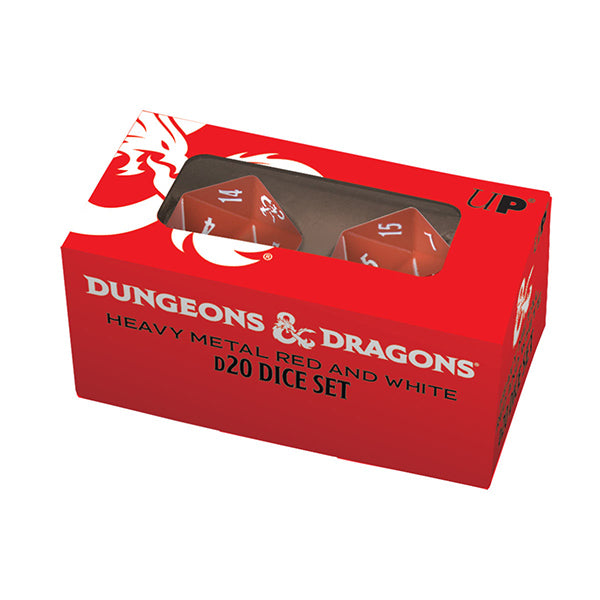 Ultra Pro Heavy Metal Dungeons &amp; Dragons 2d20 Dice - Red/White