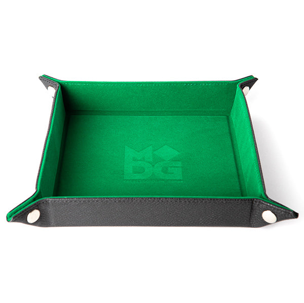 Velvet Folding Tray Leather Back Dice Tray - Green (10"x10")