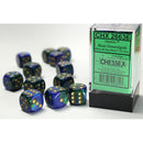 Chessex Dice 16mm d6 Gemini: Blue-Green/Gold (12)