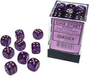 Chessex Dice 12mm d6 Borealis Luminary Royal Purple/Gold (36ct)