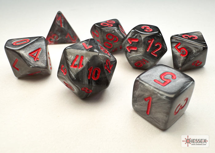 Chessex Dice: Velvet Mini Black/red 7-Die Set