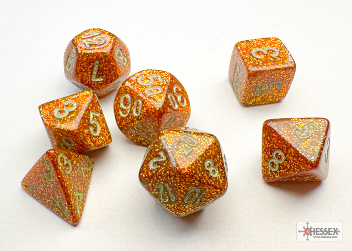 Chessex Dice: Glitter Mini Gold/silver 7-Die Set