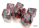 Chessex Dice: Translucent Poly Smoke/Red (7) Revised