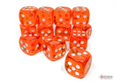 Chessex Dice: Translucent Orange/white 16mm d6 Dice Block (12 dice)