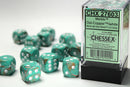 Chessex Dice: Marble Oxi-Copper/white 16mm d6 Dice Block (12 dice)
