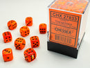 Chessex Dice: Vortex Orange/black 12mm d6 Dice Block (36 dice)