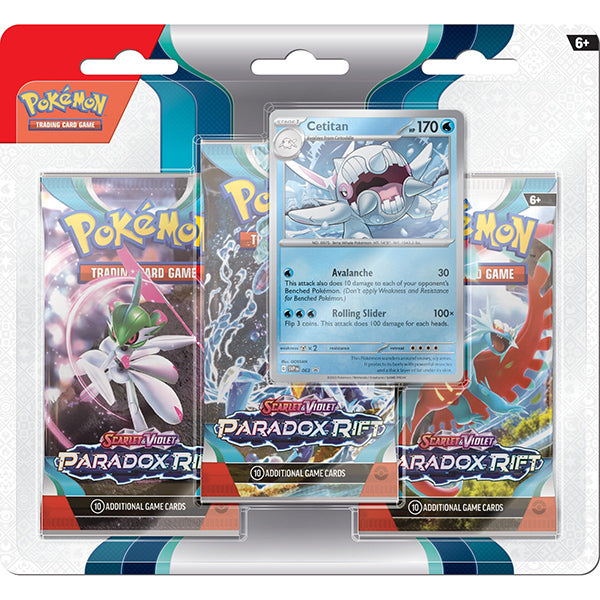 Pokemon TCG: Scarlet &amp; Violet Paradox Rift 3-Pack Blister - Cetitan
