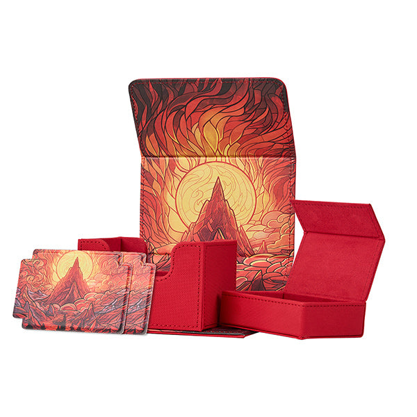 Arcane Fortress Deck Vault Stained Glass - Burning Mountain Deluxe 100+ Deck Box