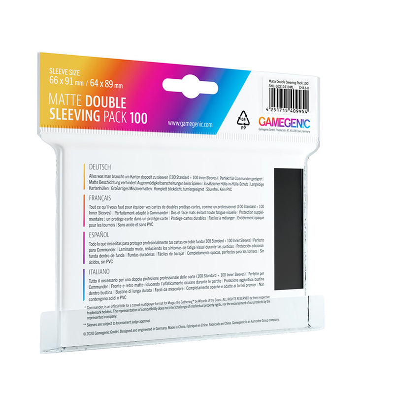 Gamegenic - Standard Matte Sleeves Double Sleeving Pack (100ct)