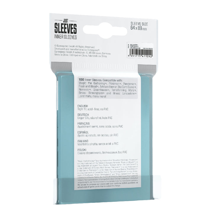 Gamegenic Just Sleeves - Inner Sleeves (100ct)